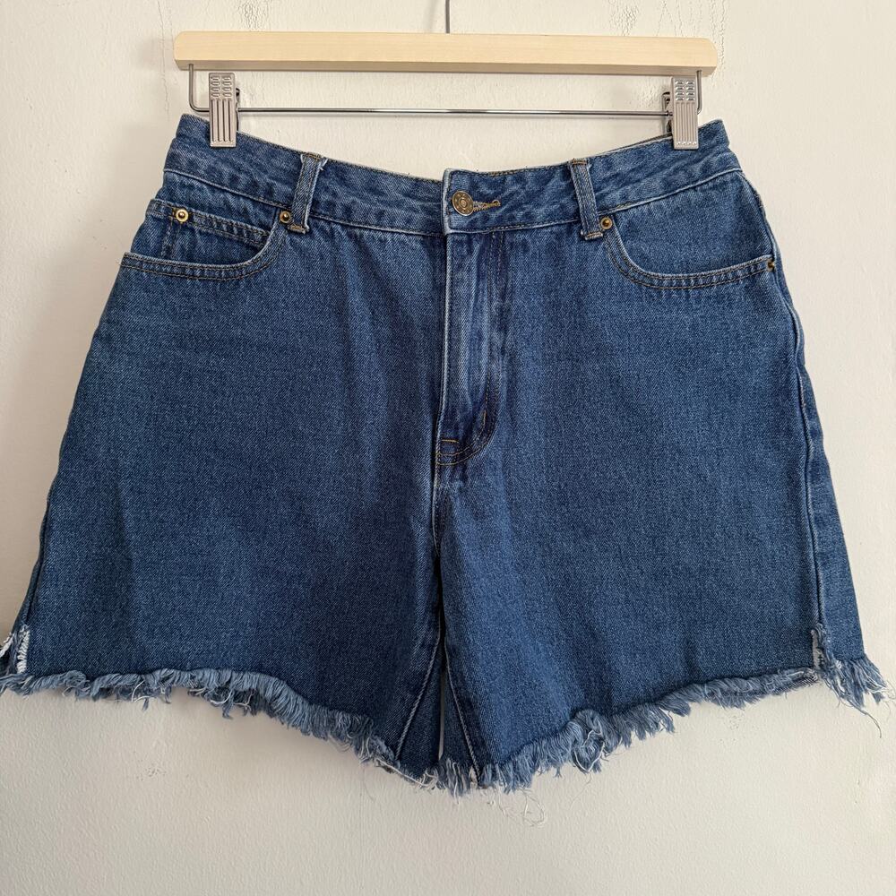 LIONESS | Dark Blue Denim Cutoff Jean Shorts 6 inch inseam | Medium